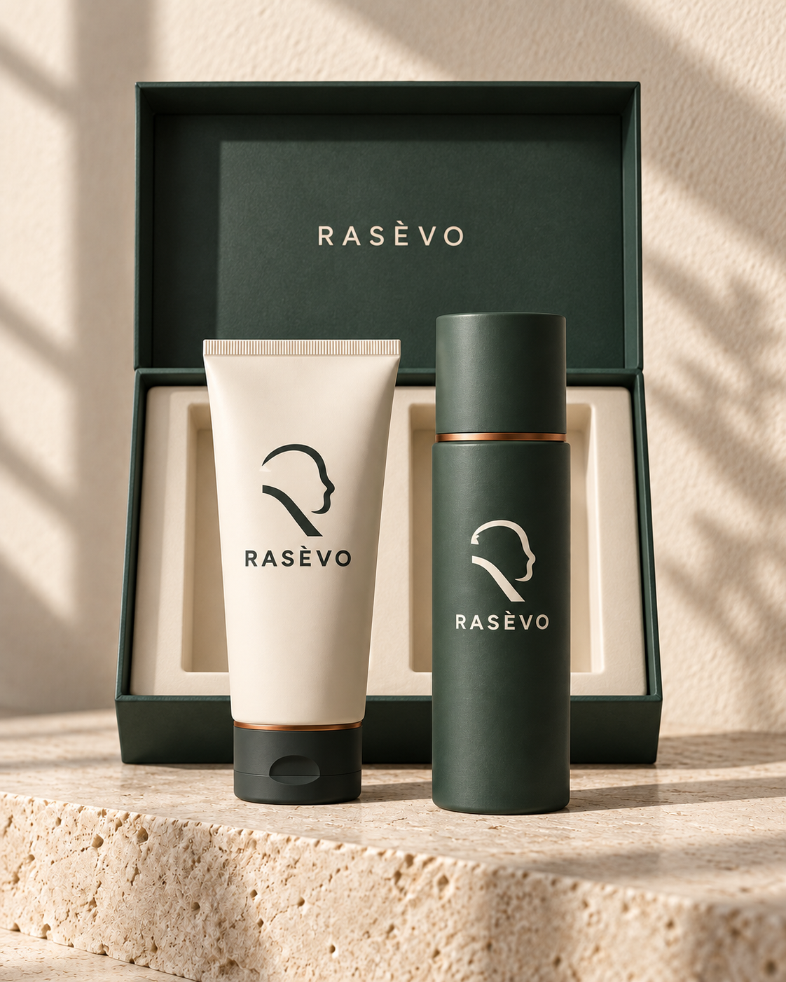 Confezione RASÈVO verde bosco con i due cosmetici
